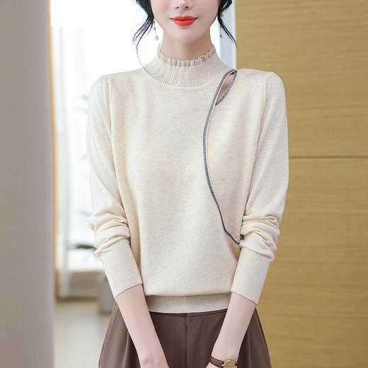 CC-28-1225打底衫女2024新款秋冬设计感半高领毛衣洋气时尚针织打底衫上衣 商品图0