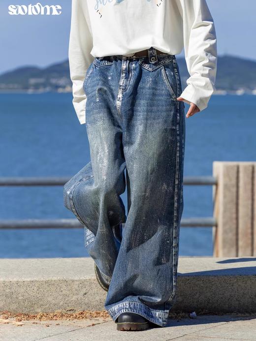 早乙女惠子saotome/STMCK243138/擦银牛仔阔腿长裤 商品图2