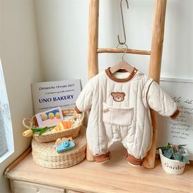 【韩版萌趣可爱卡通刺绣新生儿爬服】童装宝宝秋冬装加绒长袖哈衣婴儿