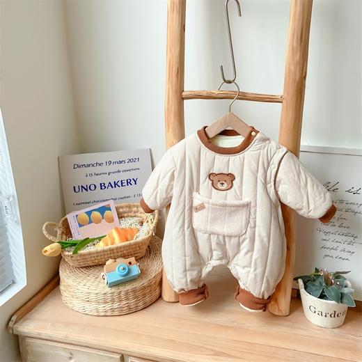 【韩版萌趣可爱卡通刺绣新生儿爬服】童装宝宝秋冬装加绒长袖哈衣婴儿 商品图0