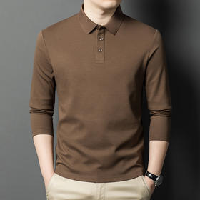 半身缘男装 秋季纯色商务休闲桑蚕丝长袖POLO衫566