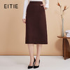 EITIE爱特爱气质优雅高级咖色高腰包臀过膝a字半身裙秋季新款D2406401 商品缩略图0