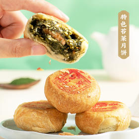 上海三阳南货店苔菜月饼苔条黑麻松仁净素百果椒盐礼盒