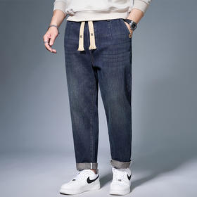 【新款DMH】大依优型大码潮款松紧腰牛仔裤加肥加大宽松男士胖子300斤显瘦潮流弹力舒适