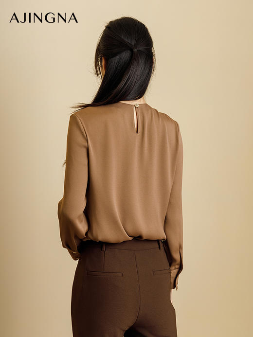 【商场同款】阿菁娜2024秋季新品大女主通勤质感衬衫A29Q102005 商品图4