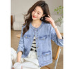 CC-QLw021早秋新款外套轻薄款复古牛仔衬衫长袖小香风短款牛仔外套衬衣 商品缩略图2