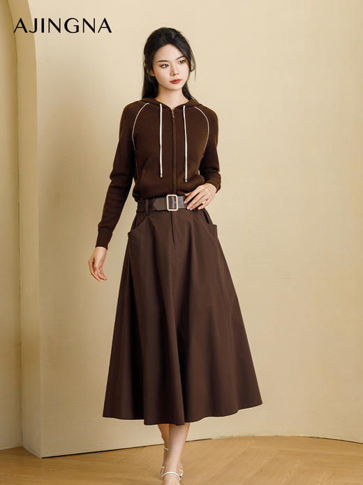 【商场同款】阿菁娜2024秋季新品优雅休闲通勤半裙A29Q113036 商品图0