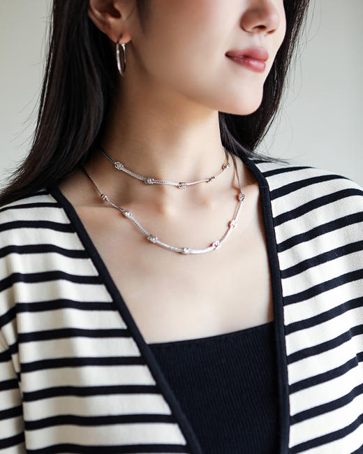 THS 8.24-无 香家 长短款双C蛇骨链颈链 项链 CU1234 商品图0