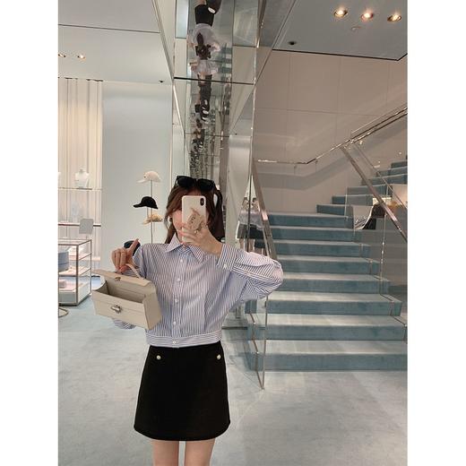 金蘑菇菇 檀香山学院 /长袖条纹衬衫女设计感小众宽松打底上衣 商品图0
