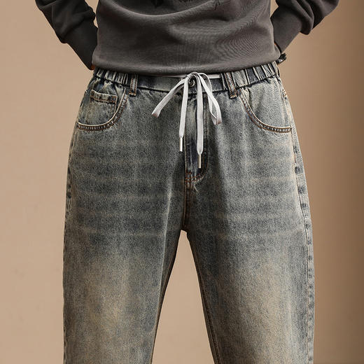 【新款DQ】大依优型大码松紧腰直筒牛仔裤长裤男舒适休闲简约百搭加肥加大男装潮款 商品图3