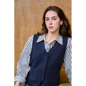 Heydress软糯针织马甲女秋季v领双口袋松弛温柔精致保暖百搭上衣