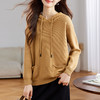 CC-XFY2090春秋黄色休闲连帽卫衣女短款秋装2024新款宽松长袖针织衫上衣带帽 商品缩略图0