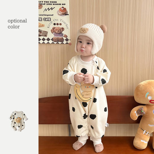 【卡通月亮小熊爬爬服】婴幼儿童装秋冬连体衣百天外出服周岁宝宝衣服 商品图1