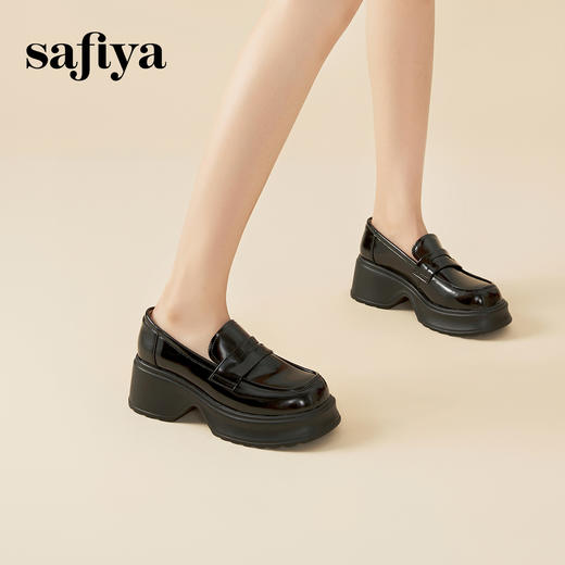 Safiya/索菲娅2024秋潮流厚底粗跟方头复古英伦JK小皮鞋乐福鞋 SF43112154 商品图2