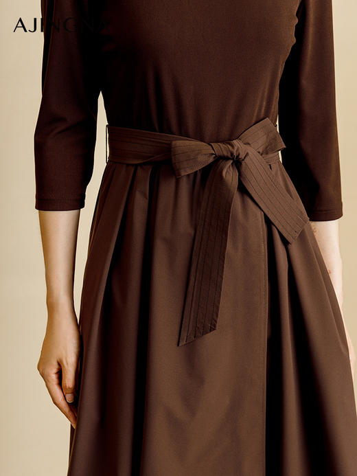 【商场同款】阿菁娜秋季新款法式圆领高腰连衣裙A29Q112062 商品图4