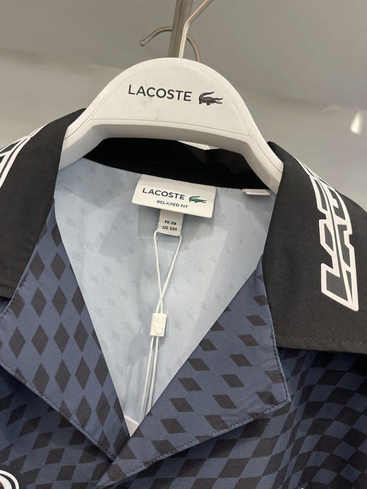 Lacoste/法国鳄鱼 男士夏季宽松渐变菱格古巴领短袖衬衫CH5689 商品图3