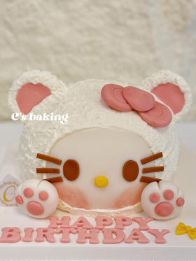 #三丽鸥sanrio #立体HelloKitty #凯蒂猫 忌廉蛋糕【半翻糖蛋糕需提前2天预订】（默认自提，收费配送请联系客服）