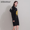 oldcolour冬季新款黑色法式高级气质宽松显瘦针织连衣裙P441004A1 商品缩略图1