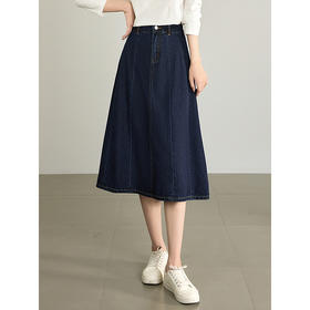 【五折购】熙世界工装风复古牛仔半身裙2025秋季新款高腰遮胯显瘦a字伞裙