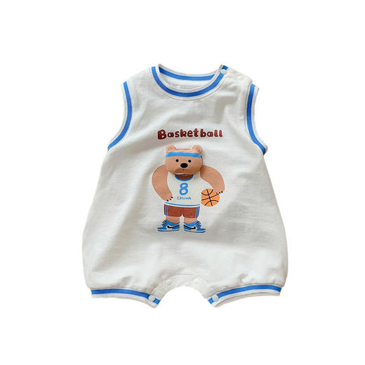 【韩版无袖小熊连体衣】2024夏款A类透气婴儿短爬0-2岁男宝宝外穿韩版帅气 商品图4