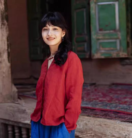 绽放318朵/长袖亚麻V领衬衫 商品图5