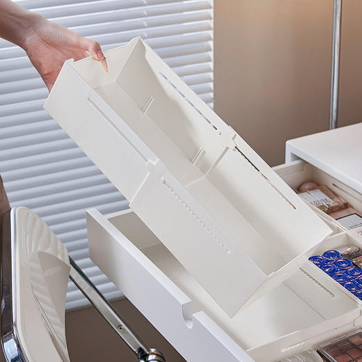 留存道抽屉伸缩收纳盒整理盒内置分隔可伸缩厨房餐具化妆品杂物分格盒 商品图2