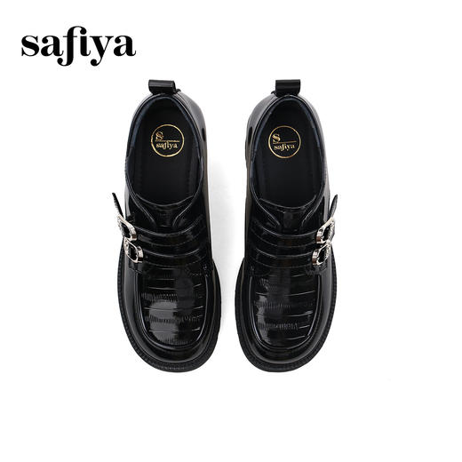 Safiya/索菲娅2024复古英伦风增高厚底漆皮圆头百搭JK小皮鞋 SF43112081 商品图4