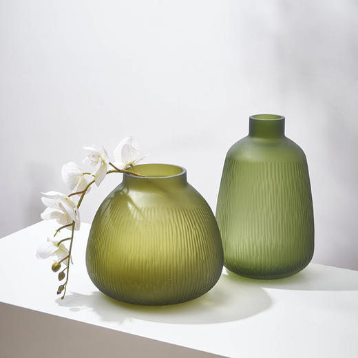 厂家直销创意手工刻磨大肚子小口玻璃花瓶居家客厅软装酒店装饰品 商品图1