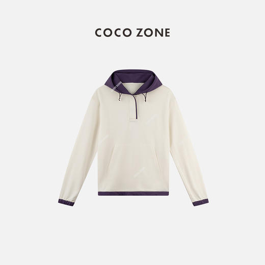  COCO ZONE 时尚撞色拼接连帽卫衣高级感宽松休闲上衣 24C10322 商品图0