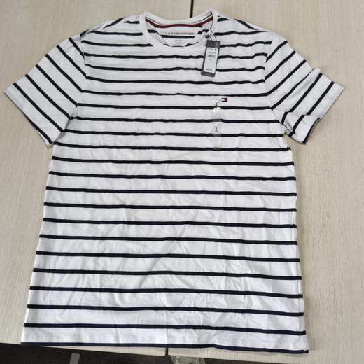 瑕疵Tommy Hilfiger/汤米 男士休闲条纹刺绣小标圆领修身短袖T恤 商品图2