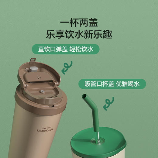 乐扣乐扣（LOCK&LOCK）保温保冷咖啡杯手持简约弹盖桌面咖啡水杯子（陶瓷涂层）LHC3249WHT_CC 商品图2