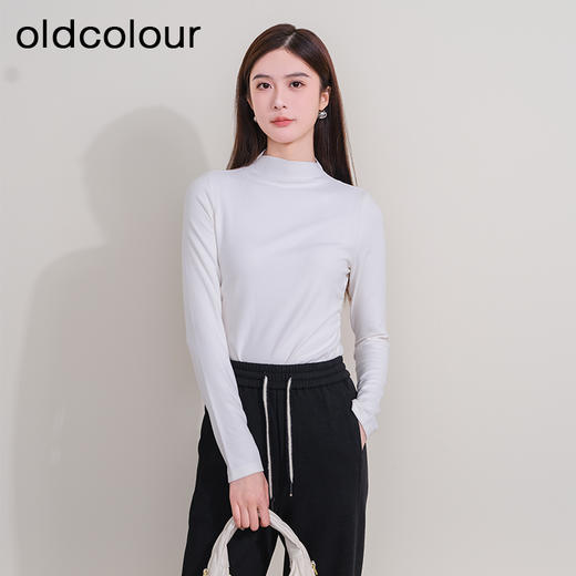oldcolour欧珂冬季新款时尚修身纯色半高领长袖T恤女P440202A1 商品图0