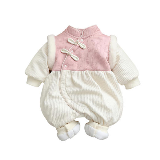 【中国风秋冬婴儿拜年服】满月婴儿服女宝哈衣夹棉连体服 商品图4