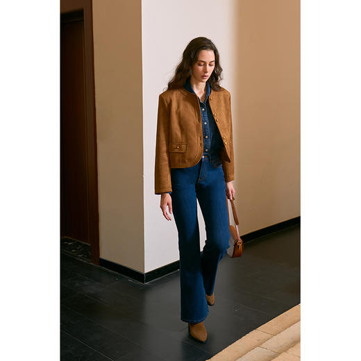 HeyDress复古仿麂皮外套女秋季美拉德短款夹克优雅气质小香风上衣 商品图1