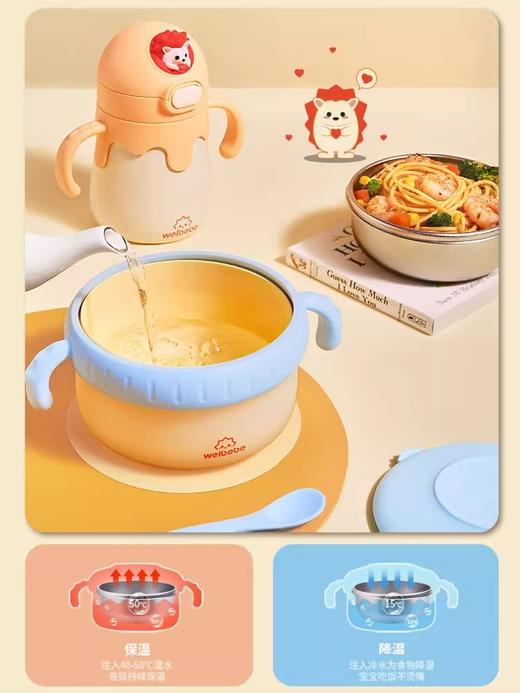 松下宝宝辅食碗婴儿恒温注水保温碗不锈钢儿童吃饭餐具 商品图5