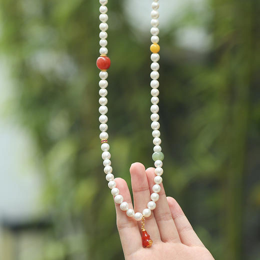 Manreya玛芮雅“云间霓裳”珍珠蜜蜡南红长款项链个性时尚饰品 商品图7