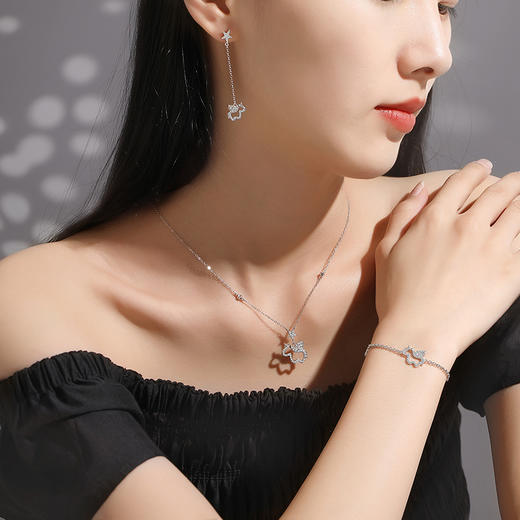 卡蒂罗/KADER 星光独角兽手链 萌趣灵动精致时尚简约设计可调节手饰 满镶锆石梦幻小众银链俏皮可爱配饰 七夕送女友 商品图2