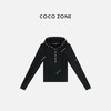 COCO ZONE 设计感撞色V领长袖T恤时尚休闲上衣CC2C1896 商品缩略图0