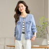 CC-QLw021早秋新款外套轻薄款复古牛仔衬衫长袖小香风短款牛仔外套衬衣 商品缩略图1