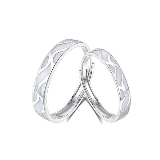 卡蒂罗/KADER 夜光效果 浮光情侣对戒 简约几何线条设计开口可调节发光银饰一对 浪漫情人节为爱闪耀恋爱频率配饰 商品图5