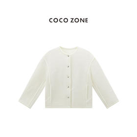 COCO ZONE 时尚圆领单排扣外套纯色百搭长袖上衣CC1C1758