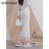 oldcolour欧珂冬季时尚纯色包臀鱼尾流苏毛织半裙女P460603A1 商品缩略图4