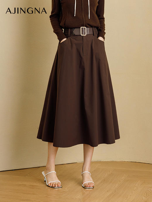 【商场同款】阿菁娜2024秋季新品优雅休闲通勤半裙A29Q113036 商品图1
