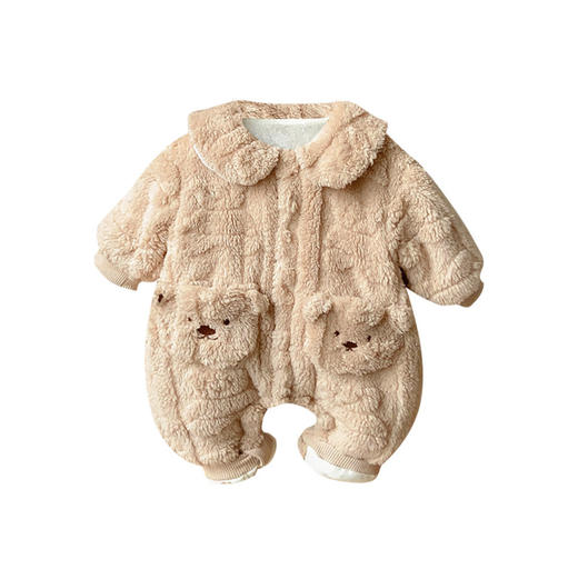 【可爱小熊羊羔绒哈衣】婴儿秋冬款毛毛连体衣新款加绒宝宝保暖爬爬服 商品图4