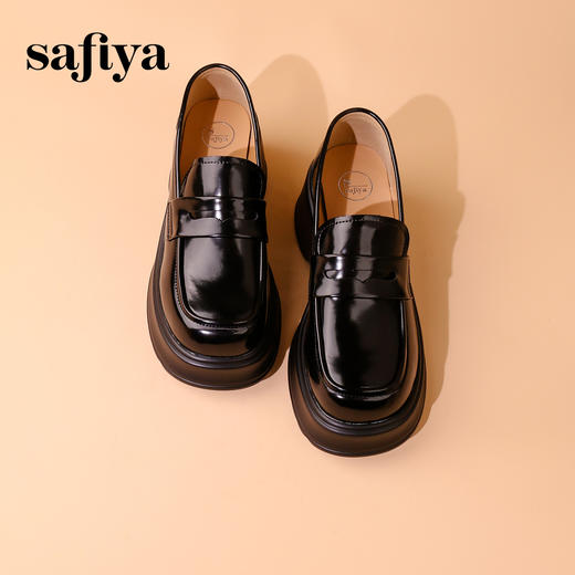 Safiya/索菲娅2024秋潮流厚底粗跟方头复古英伦JK小皮鞋乐福鞋 SF43112154 商品图3
