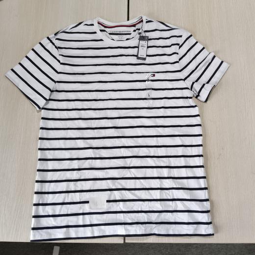 瑕疵Tommy Hilfiger/汤米 男士休闲条纹刺绣小标圆领修身短袖T恤 商品图0