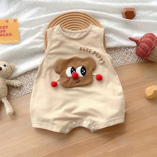 【韩版周岁宝宝卡通无袖哈衣】2024夏季薄款a类透气居家服连体衣爬服 商品图1