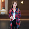 TZF-中长款格子衬衫女装慵懒风春秋季新款宽松韩版百搭上衣服外套 商品缩略图5