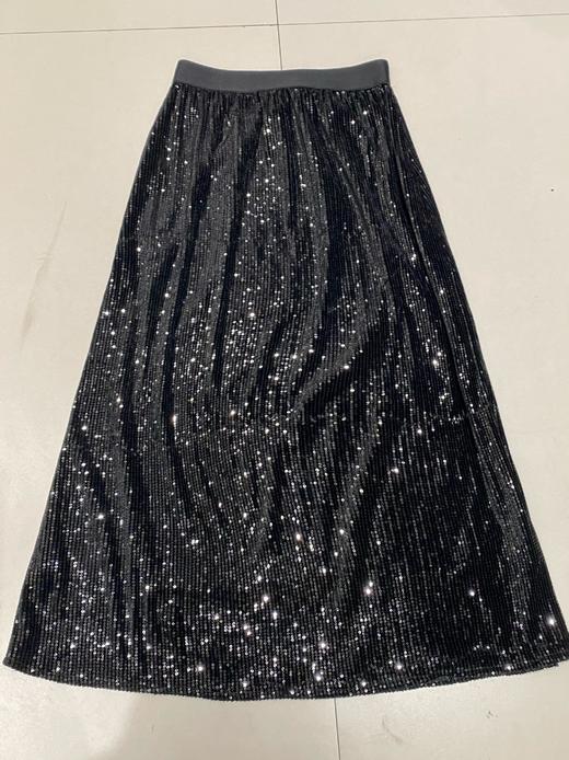 【门店同款】ENJOY2024年秋季时光回廊氛围感丝绒亮片长半裙 159151370 商品图0