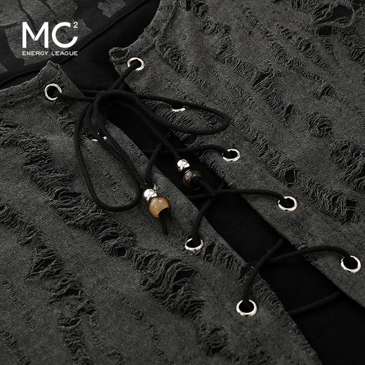 破坏感假两件挂脖暗黑辣妹上衣C4232613 商品图1